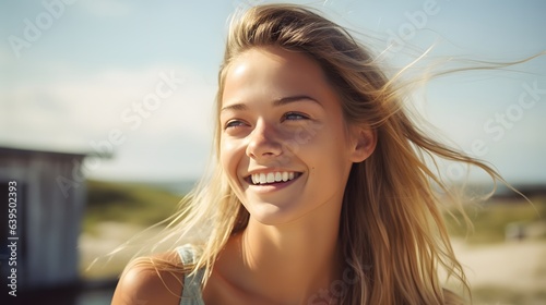 Photo of a smiling woman with long blonde hair looking directly at the camera