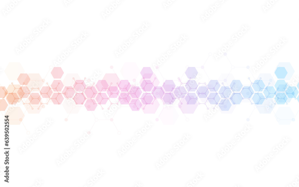 Hexagons pattern on white background. Genetic research, molecular structure. Chemical engineering. Concept of innovation technology. Used for design healthcare, science and medicine background Hexagons pattern on white background. Genetic research, molecular structure. Chemical engineering. Concept of innovation technology. Used for design healthcare, science and medicine background