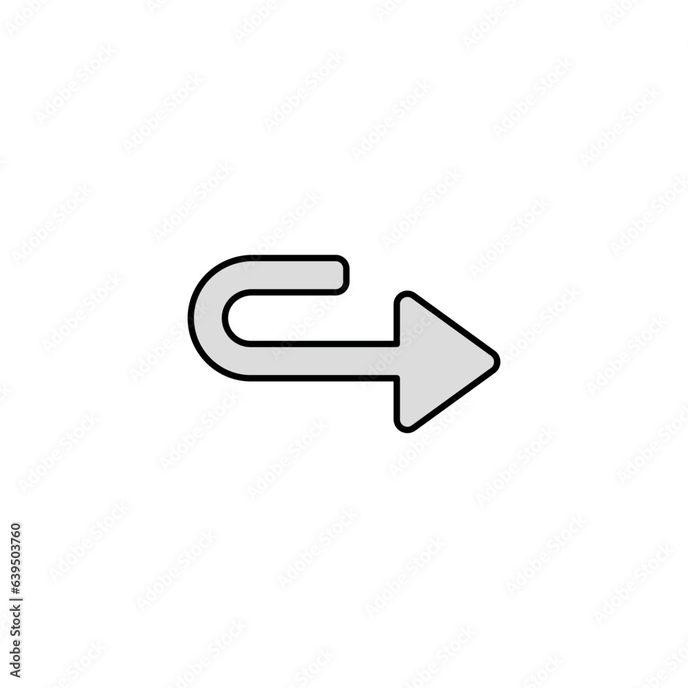 Right U Turn icon design with white background stock illustration Right U Turn icon design with white background stock illustration