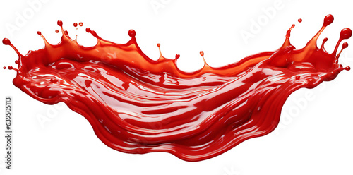 Red wave. Red splash. Wave and splash of ketchup/tomato juice. Isolated on a transparent background.