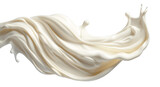 Milk wave from cream with splashes. Splash of creamy cream. Isolated on a transparent background.