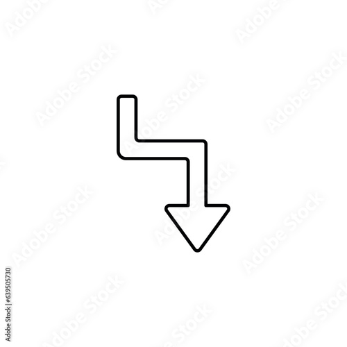Zig Zag Down icon design with white background stock illustration