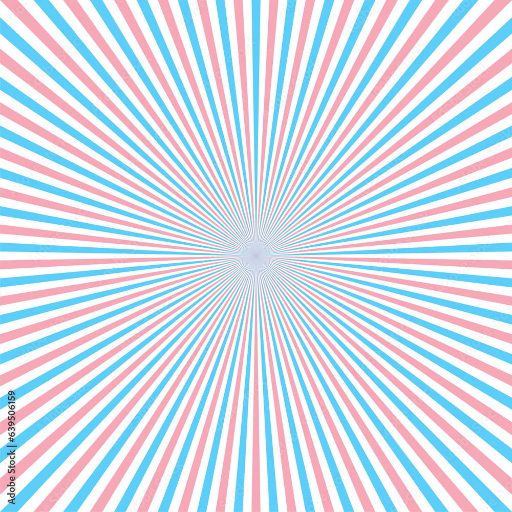Fototapeta premium Transgender flag colors sunburst rays template on white background vector wallpaper for banners,website.