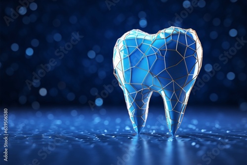 Dental care reimagined, Abstract low poly concept with vibrant blue photo