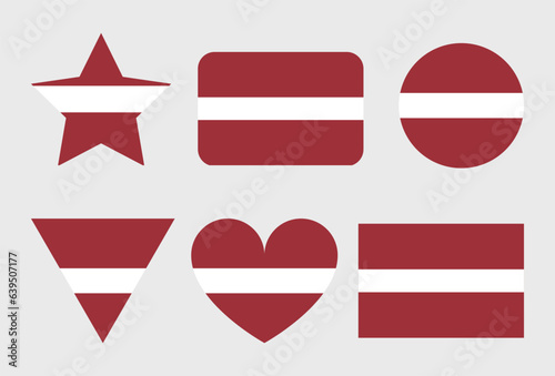 Latvia flag vector icons set of illustrations in the shape of heart, star, circle and map. Free Download Latvia flag vector icons set of illustrations in the shape of heart, star, circle and map. - GFXLoad