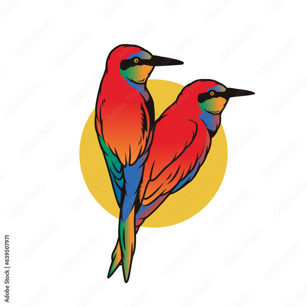 Obraz premium Colibríes en Vuelo: Ilustración Detallada, Dos Colibríes Rojos: Ilustración Estilizada, Encuentro de Colibríes: Arte de Aves, Vuelo de Colibríes Rojos: Ilustración, Colibríes en Posada