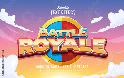 Battle Royale cartoon game adventure tittle 3d editable text effect style Free Vector. Suitable for game adventure for kids 
