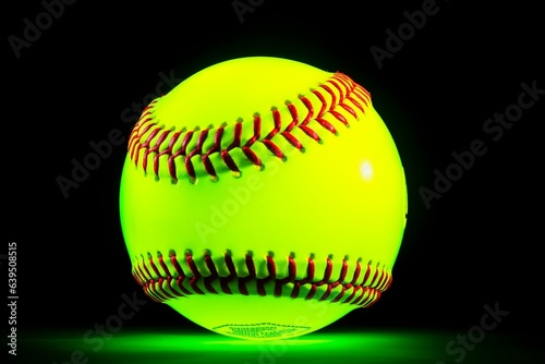 isolated bright neon-yellow softball on white. Generative AI