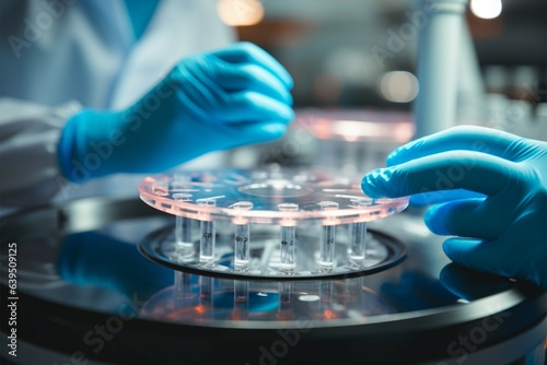 Scientist working with microcentrifuge tubes for clinical analysis Generative AI