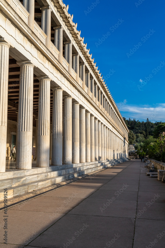 Architectural features of The Stoa of Attalos in the Ancient Agora in Athens, Greece.
Architectural features of The Stoa of Attalos in the Ancient Agora in Athens, Greece.