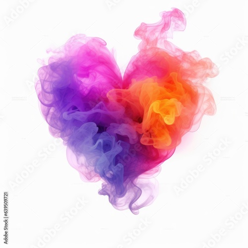 Colorful smoke heart Isolated on White Background