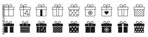 Gift box icon. Present gift box. Christmas gift collection