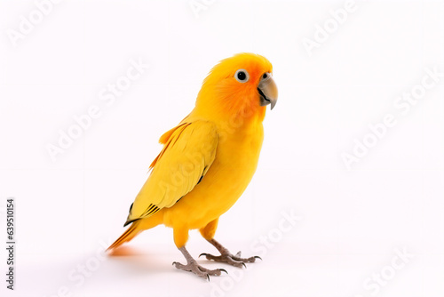 Beautiful yellow parrot on a white, isolated background