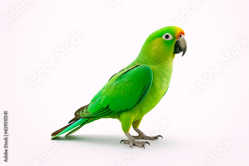 Beautiful green parrot on a white, isolated background