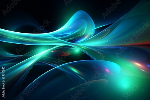 3D abstract cosmic background with blue and green colors. Generative AI