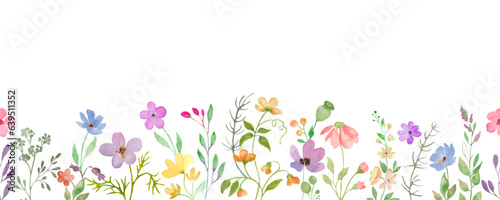 Watercolor floral  card. Hand drawn illustration on white background. Vector EPS.
