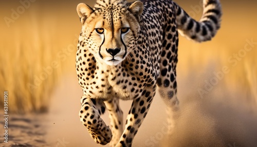 Cheetah stalking prey on savanna © kilimanjaro 