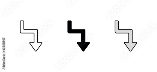 Zig Zag Down icon design with white background stock illustration