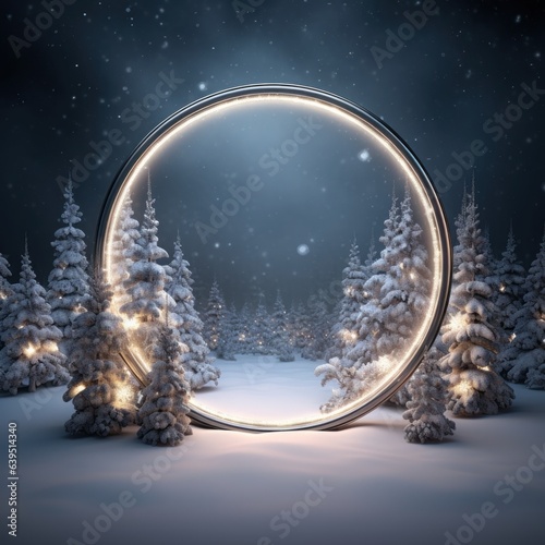 3D circle to celebrate beautiful merry christmas and happy new year frame background.