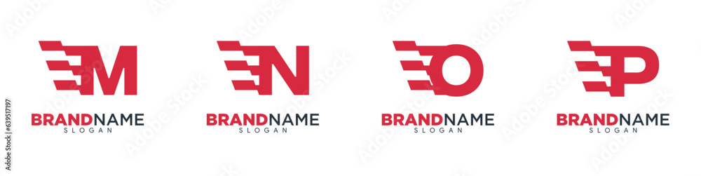Fototapeta premium Alphabet letter logo template in flat style with wing accent. maroon color m to p