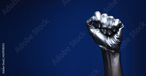 hand of the person with a blue background