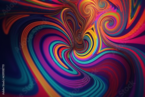Vibrant swirling pattern with hypnotic motion. Perfect for music  events  and psychedelic vibes. Generative AI