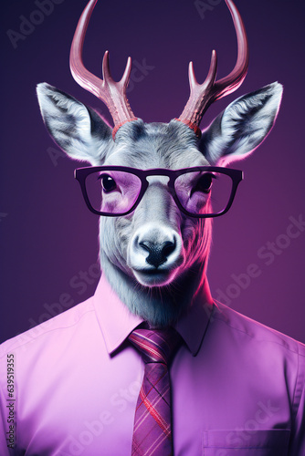 portrait of a deer. Deer in Pink Attire: A Fusion of Wilderness and Glamou © Boris