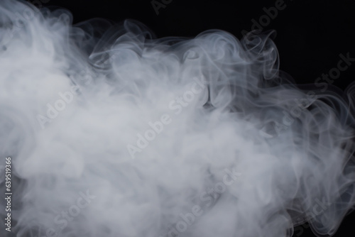 Beautiful white smoke with natural pattern on black background with charming pattern