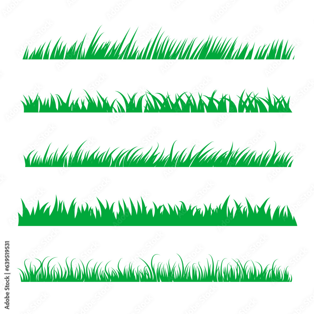 flat green grass silhouette collection