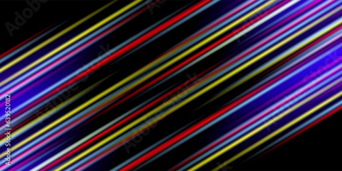 Black modern wide abstract technology background with glowing high-speed and movement light effect.