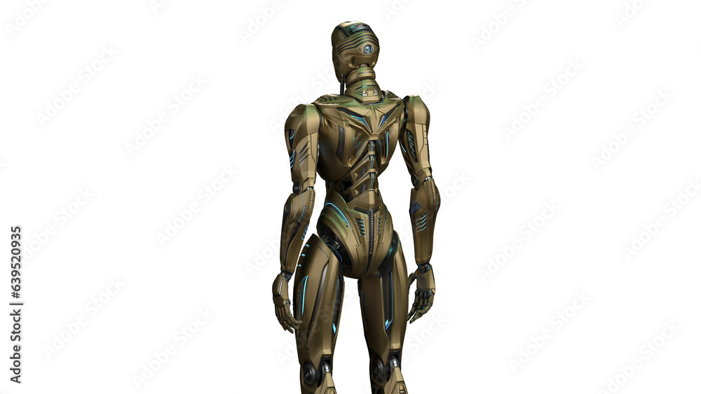 3d rendering of detailed futuristic robot or alien humanoid cyborg. Back view of the upper body isolated on transparent background 3d rendering of detailed futuristic robot or alien humanoid cyborg. Back view of the upper body isolated on transparent background