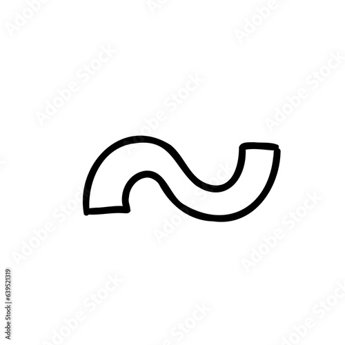 Symbol tilde cartoon outline in outline childlike style isolated on white background. For typography, font, lettering, logo, alphabet, signboard, education, branding, presentation. photo