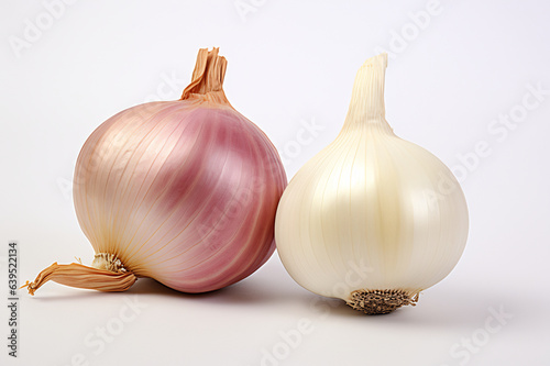 Shot of onion and garlic on plain background