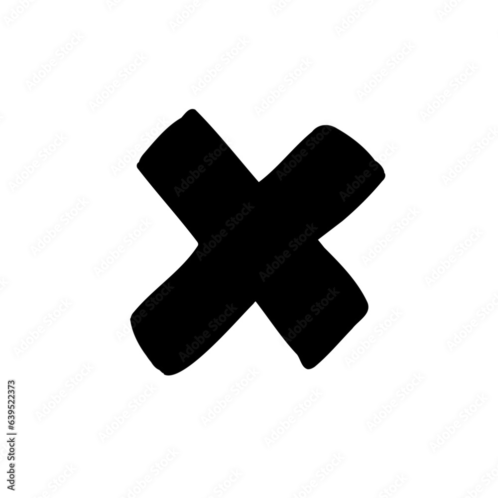 Fototapeta premium x letter of english latin fill black font in childlike style isolated on white background. For font, typography, branding, logo, lettering, education, signboard, alphabet, presentation, paper.