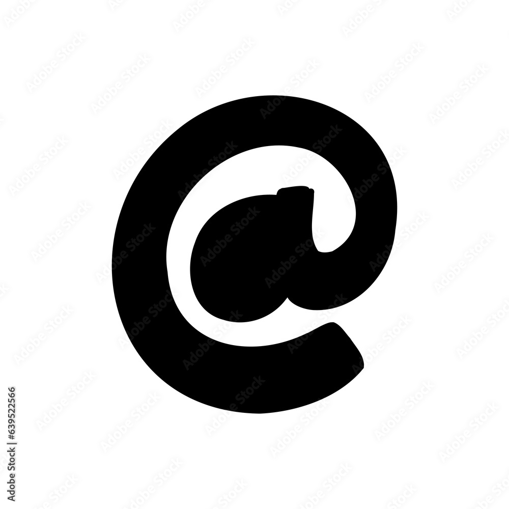 Symbol At bold black font in childlike style isolated on white background. For font, typography, branding, logo, lettering, education, signboard, alphabet, presentation, paper. Symbol At bold black font in childlike style isolated on white background. For font, typography, branding, logo, lettering, education, signboard, alphabet, presentation, paper.