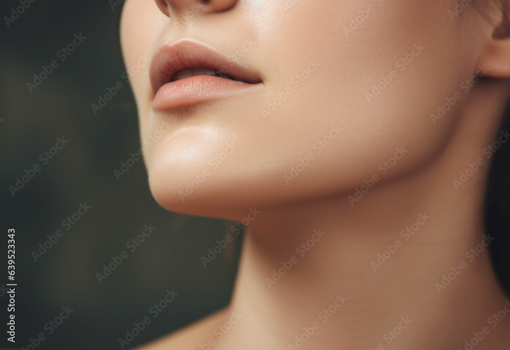 close up of woman neck face and shoulder natural beauty skin concept. Studio portrait of shirtless beautiful woman and perfect skin. Generative ai close up of woman neck face and shoulder natural beauty skin concept. Studio portrait of shirtless beautiful woman and perfect skin. Generative ai