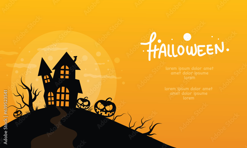 Vector trick or treat halloween party vector design happy halloween greeting text with ghost skull and pumpkin elements 
