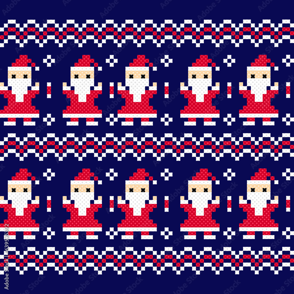 seamless pattern with christmas. tribal pattern. local fabric pattern. pixel pattern. cross stitch