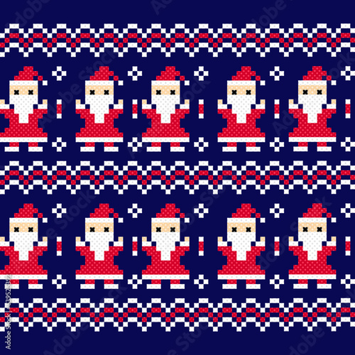 seamless pattern with christmas. tribal pattern. local fabric pattern. pixel pattern. cross stitch