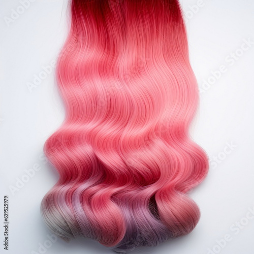 Pink Wig with Long Wavy Hair on a White Background - AI Generated