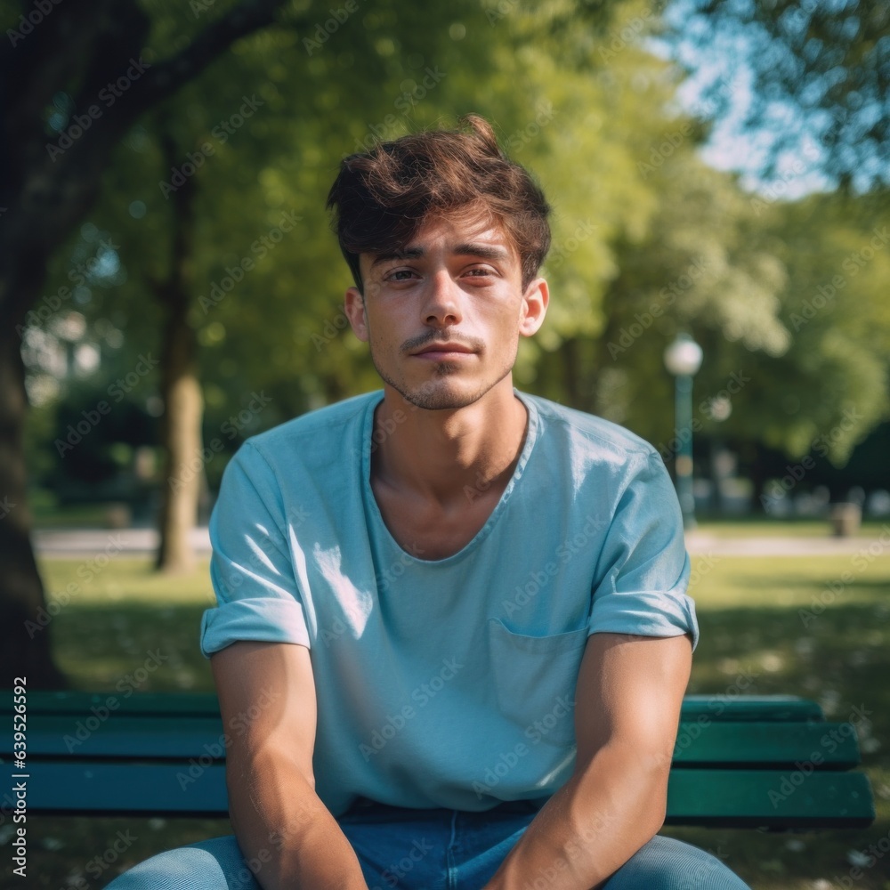 A man sitting on a bench in a park A man sitting on a bench in a park