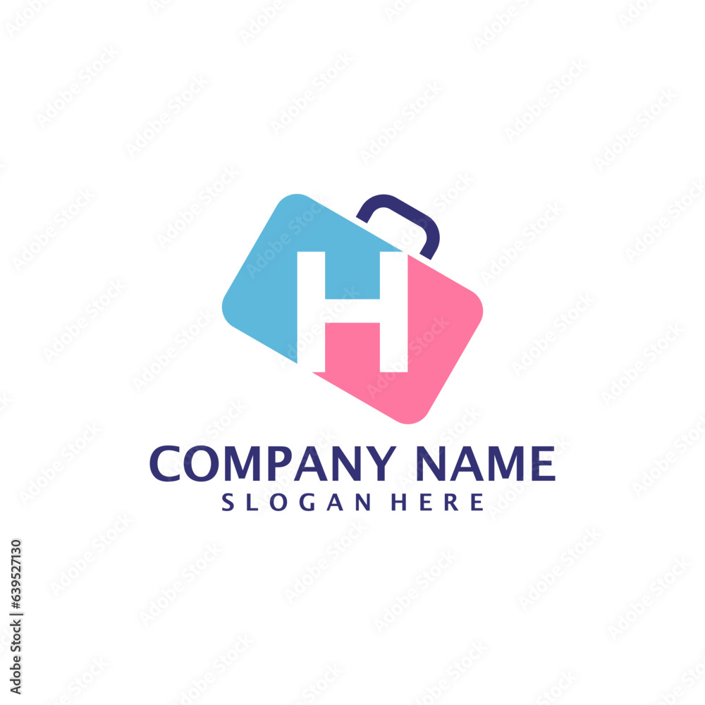 Letter H with Suitcase logo design vector. Initial H with Suitcase logo design template concept