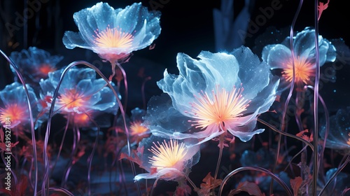  Bioluminescent AI flowers burst forth in a virtual garden, a symphony of light and code, celebrating the marriage of technology and nature | generative ai