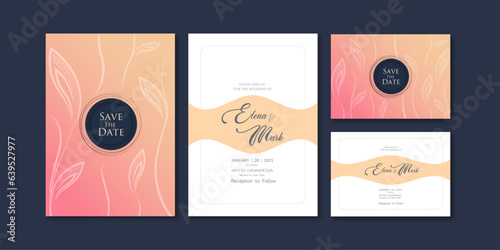 Elegant floral shaded pink and yellow theme invitation template