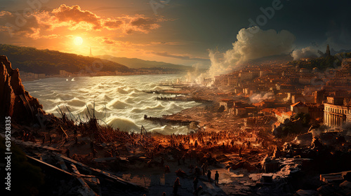 Painting of Lisbon, Portugal during the earthquake and Tsunami  of 1755