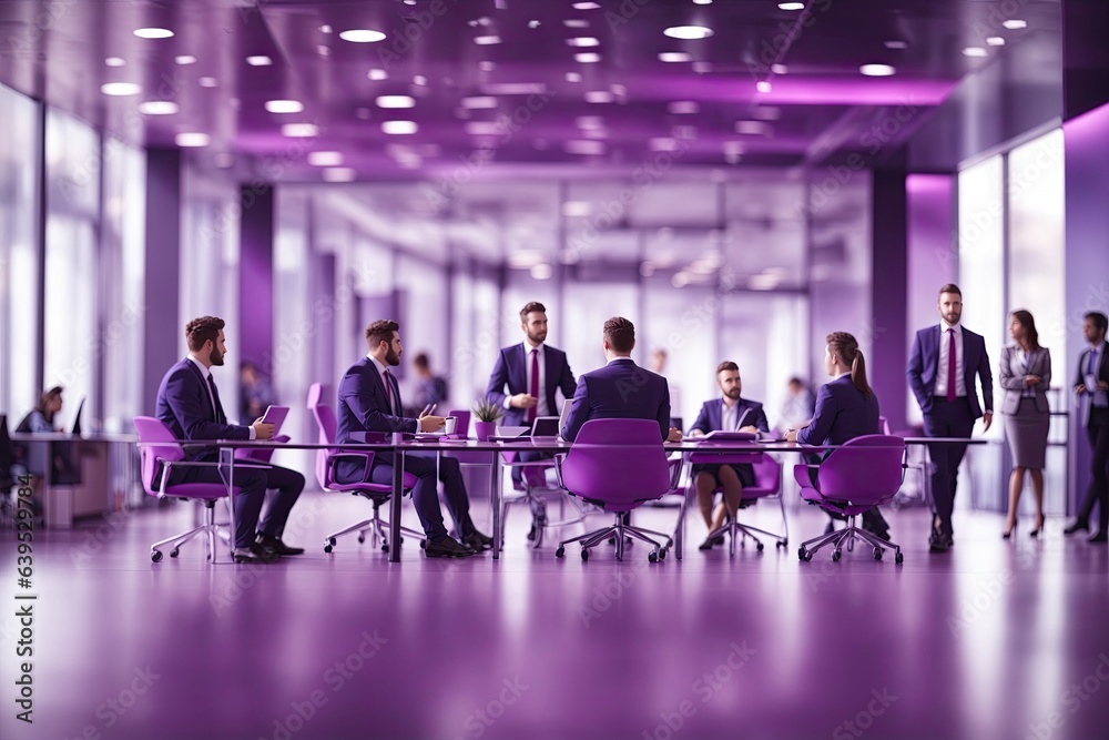 Blurred abstract of business meeting in meeting room with projector slide screen Blurred abstract of business meeting in meeting room with projector slide screen