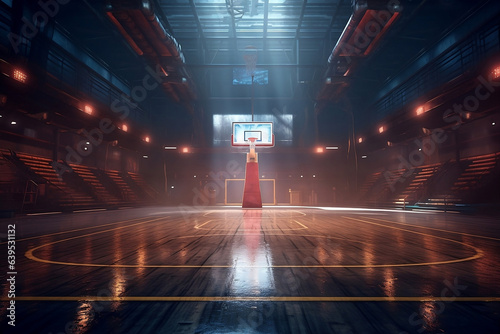 Empty basketball court. 