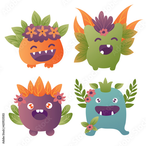 set of cartoon monsters