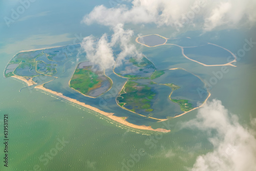 Top view of Marker Wadden is an artificial archipelago under development in the Markermeer, a lake in the Netherlands. photo
