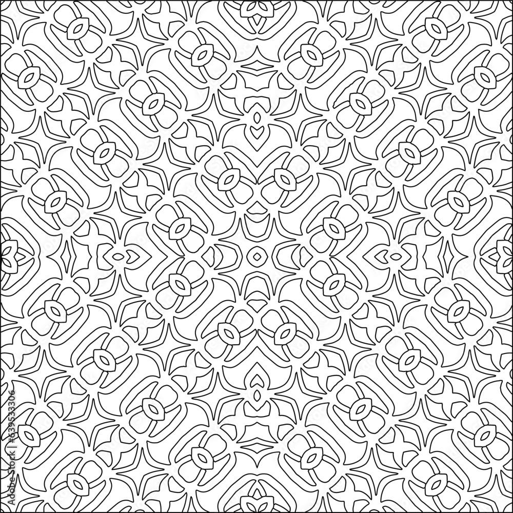 Stylish texture with figures from lines.Abstract geometric black and white pattern for web page, textures, card, poster, fabric, textile. Monochrome graphic repeating design. 